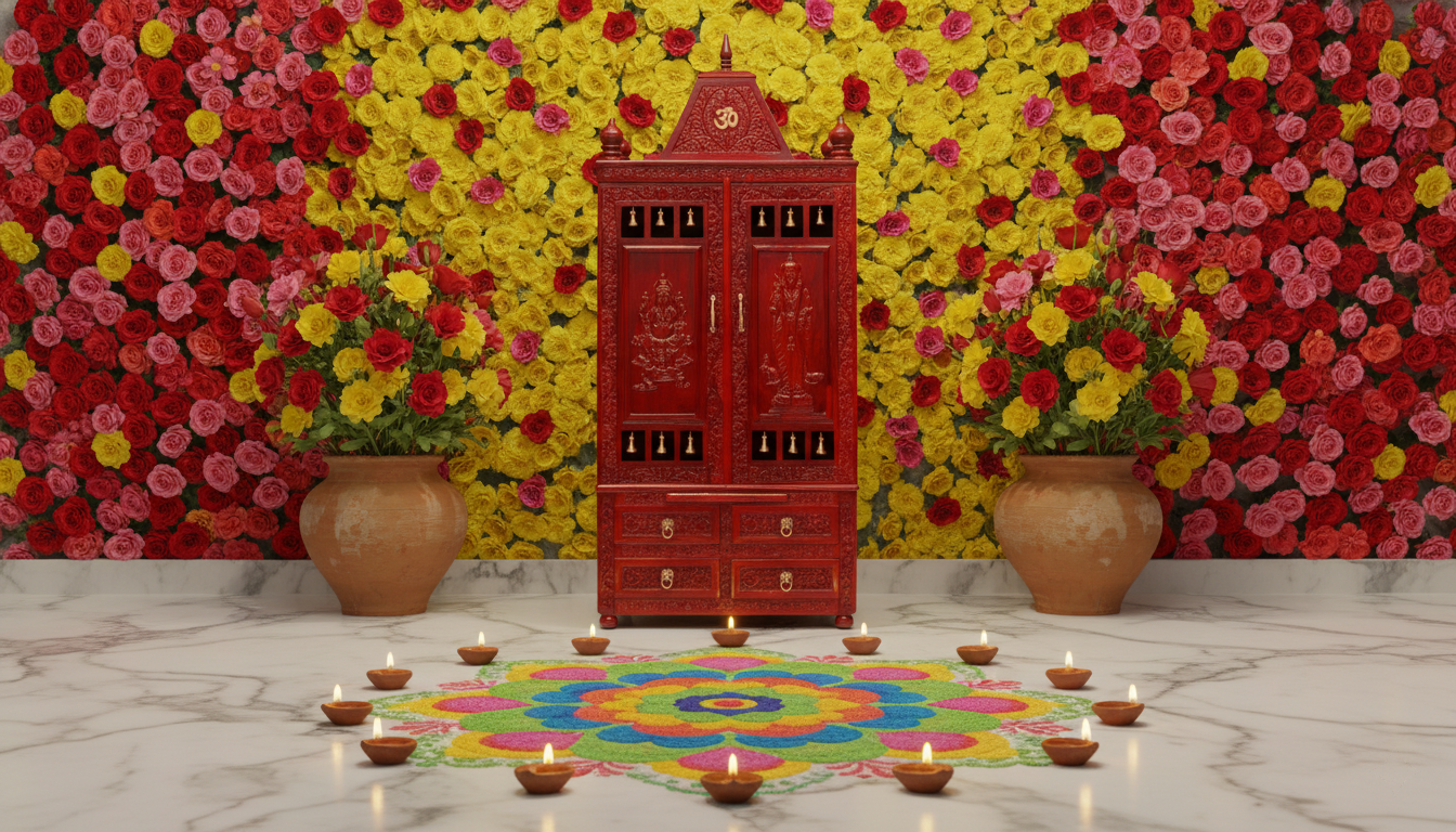 Modern Wooden Temple with Bells